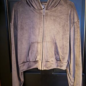 SKIMS Brown Velour Zip-Up